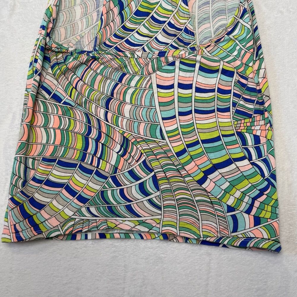 Trina Turk Recreation Yoga Top Draped Back Abstract Pink Blue Green Size Large** - Picture 14 of 16
